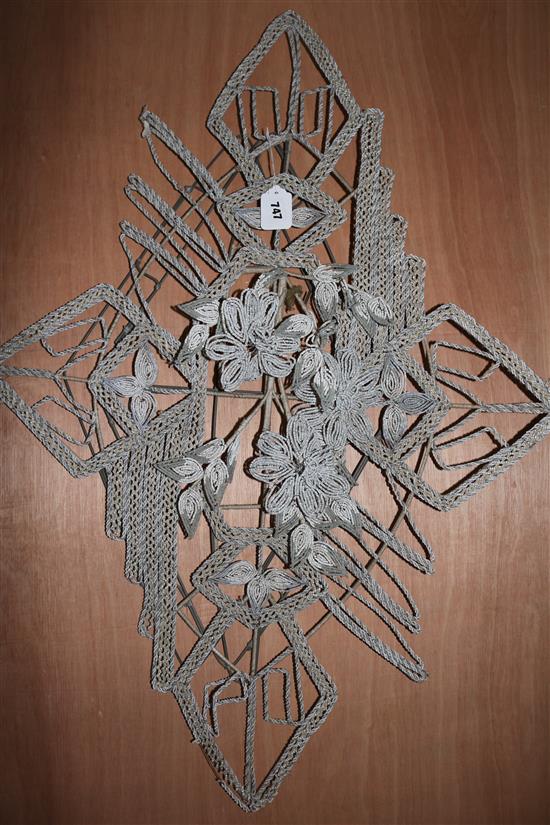 A 19th century French beadwork wall panel, H.100cm